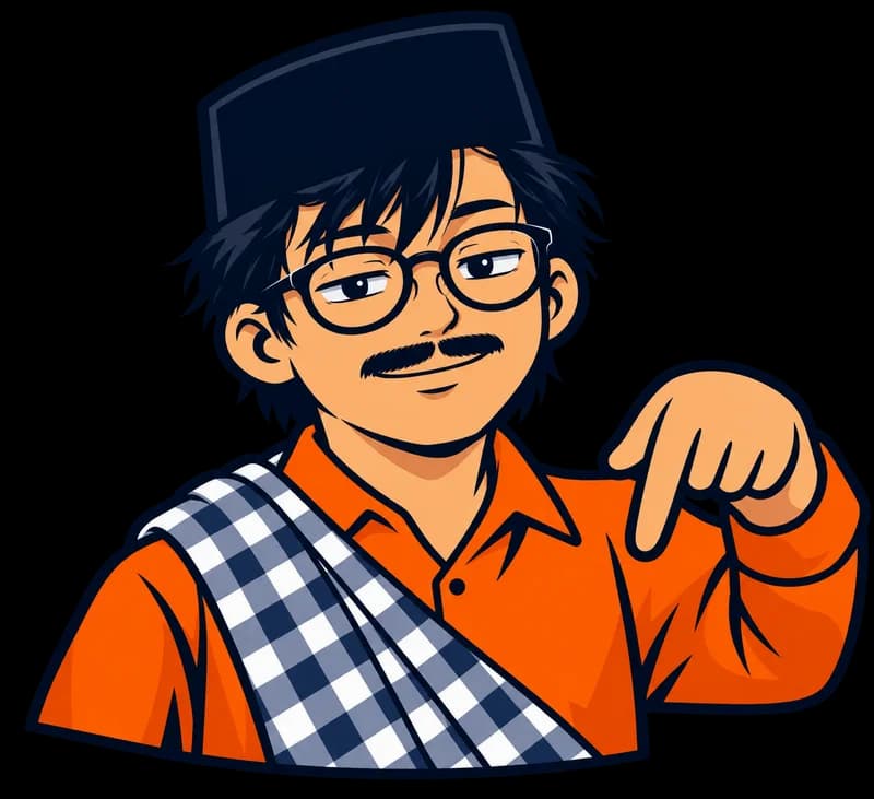 Uncle, the omdown mascot, pointing to the download input bar